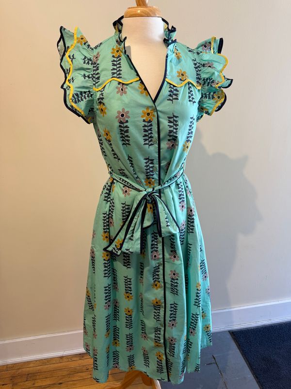Vallee Floral Button Tie Midi Dress