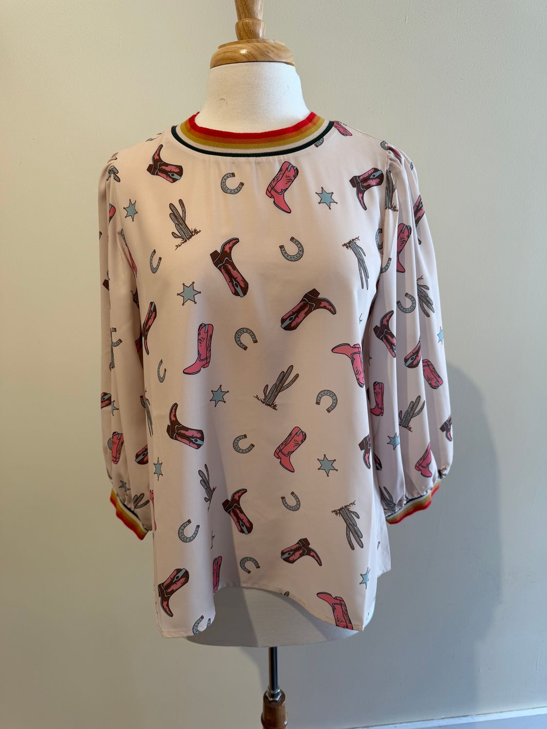 Wren Cowboy Print Top