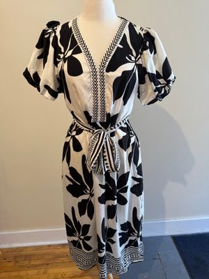 Karina Floral Print Tie Midi Dress