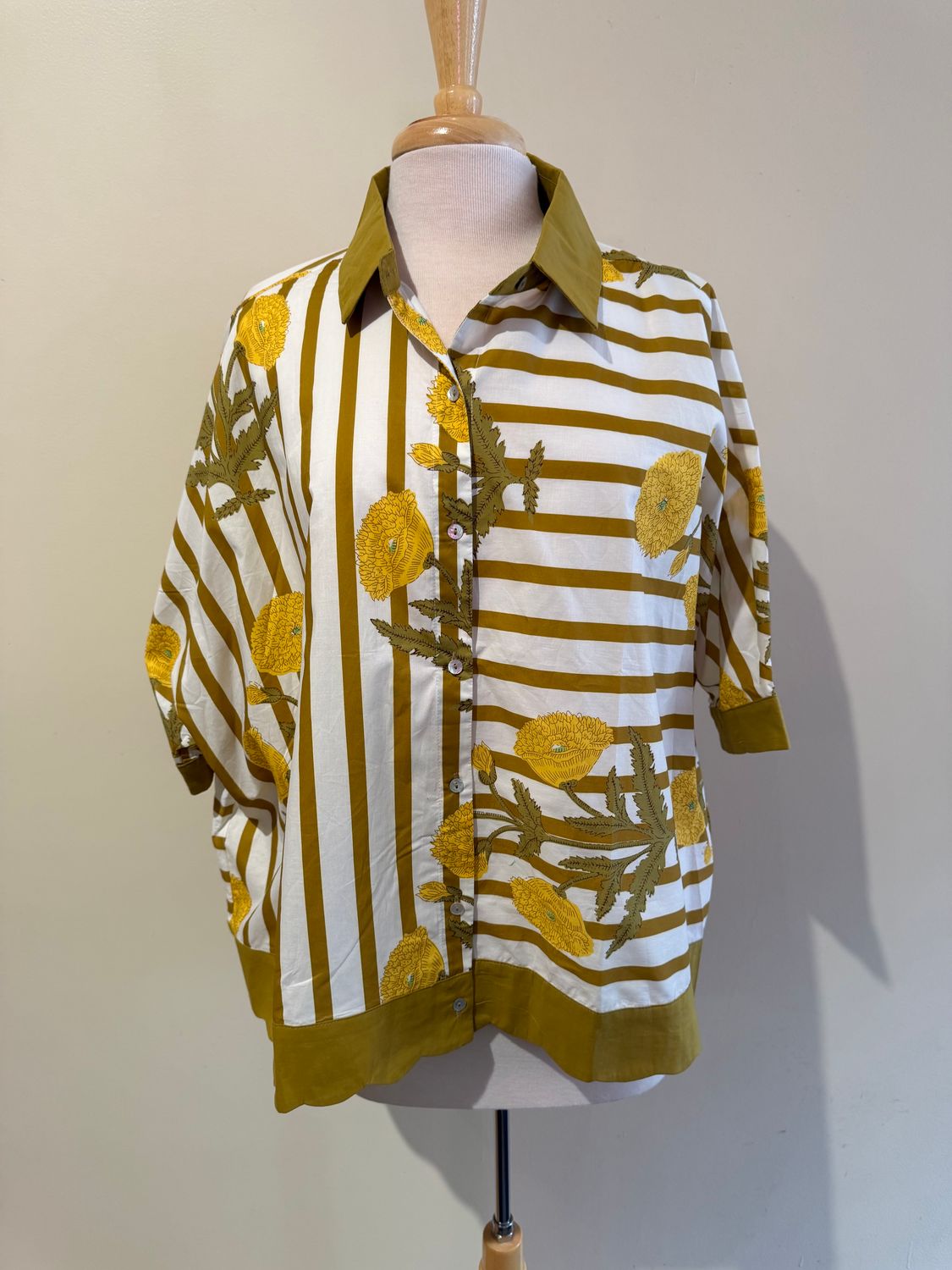 Delaney Mustard Floral Button Shirt