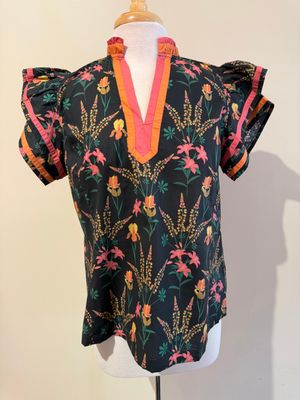 Enya Floral Flutter Sleeve Shirt