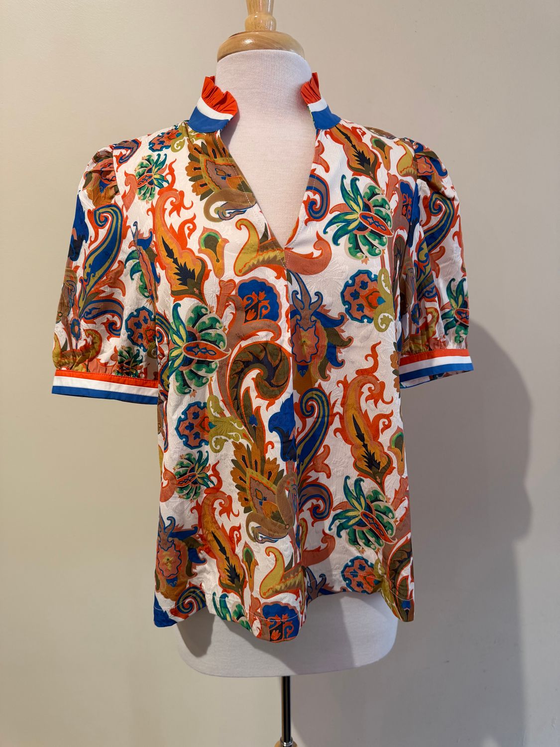 Jade Paisley Puff Sleeve Shirt