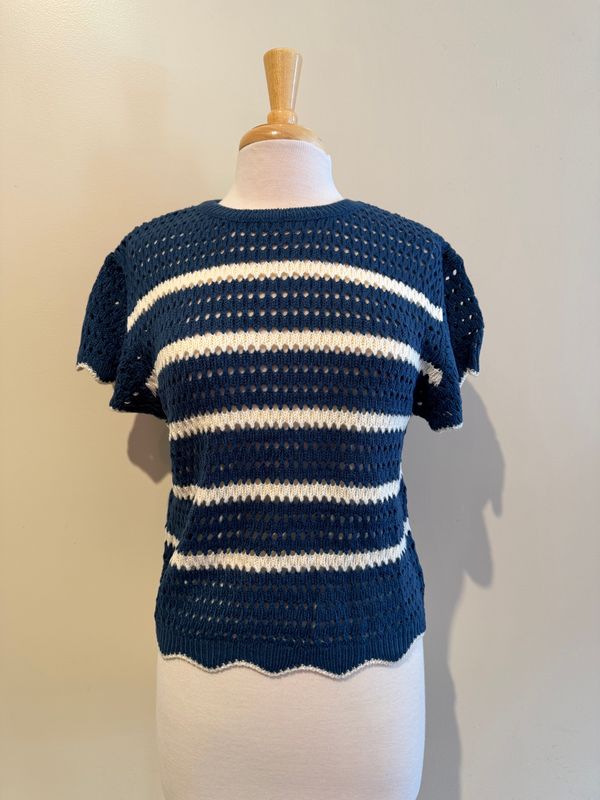 Reba Stripe Scallop Sweater
