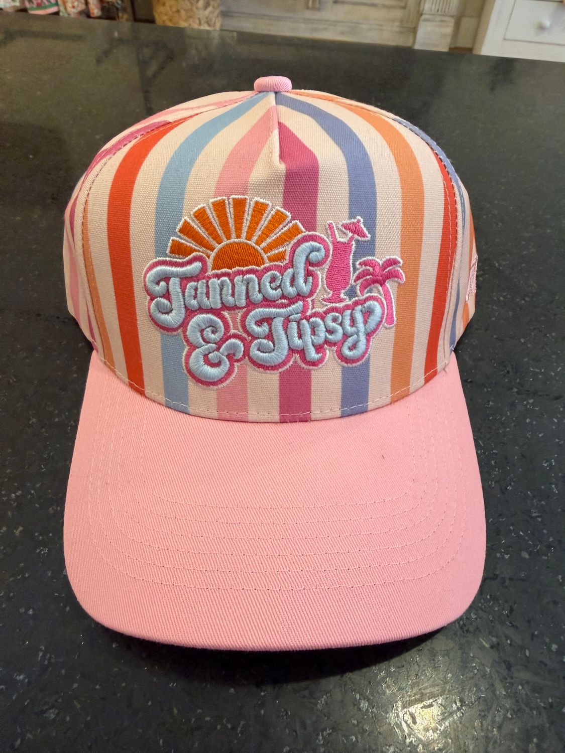 Tanned &amp; Tipsy Stripe Cap