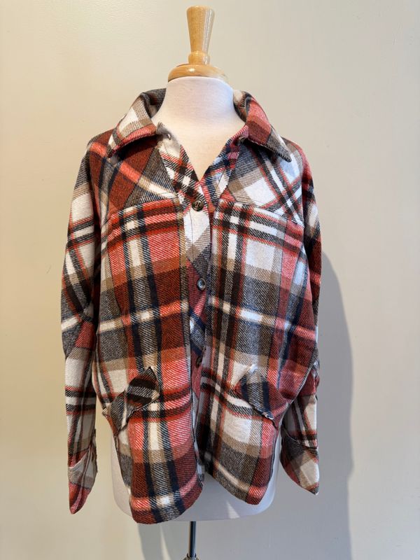 Aris Plaid Button Front Shacket