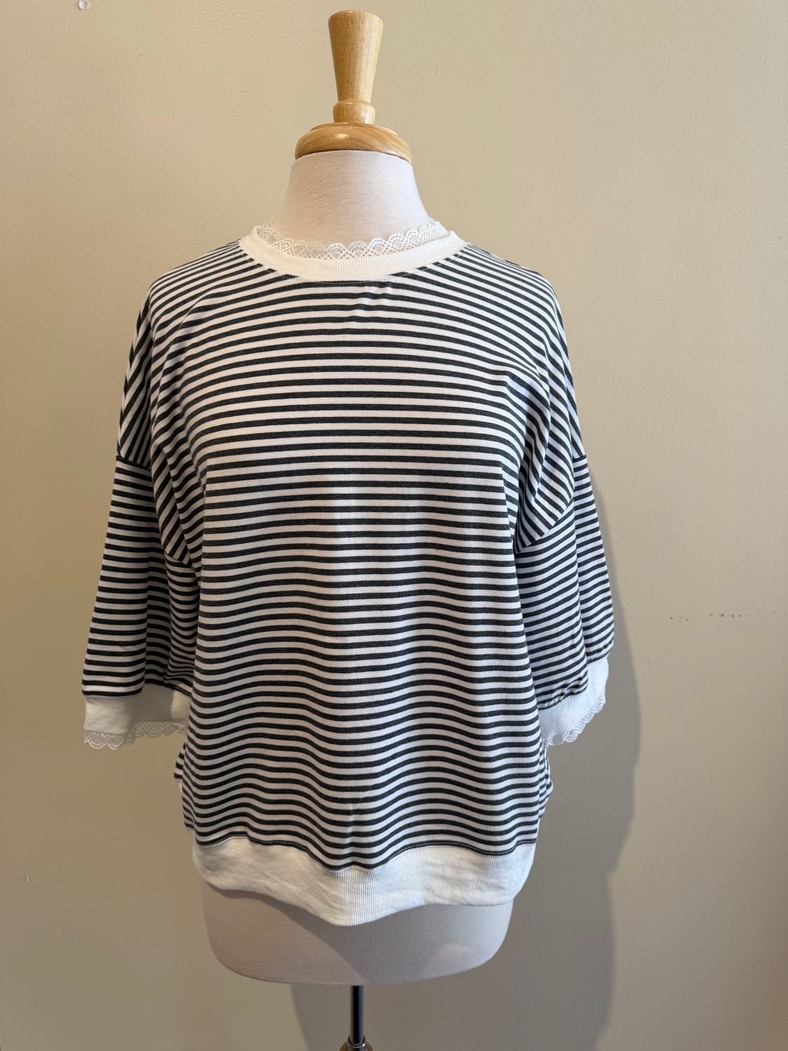 Mara Stripe Lace Trim Shirt