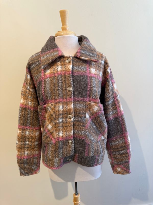 Kodi Plaid Textured Button Jacket