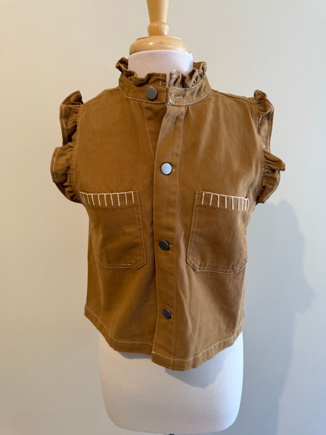 Tillie Button Ruffle Whipstitch Vest