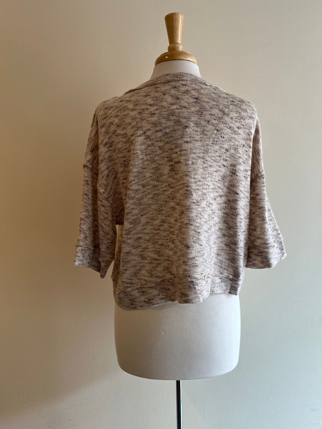 Maisie Marbled Button Short Sleeve Top, Size: Small