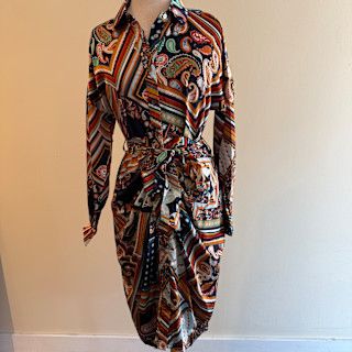 Blaise LS Print Button Tie Dress