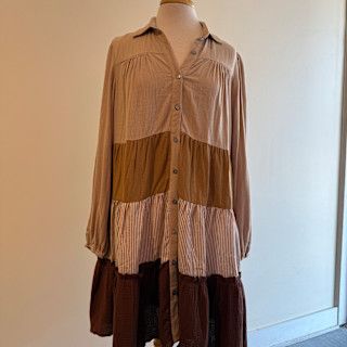 Vivian Colorblock Button Dress