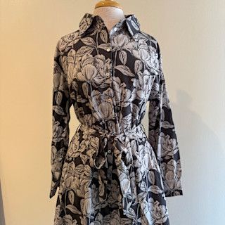 Olivia LS Button Floral Tie Dress