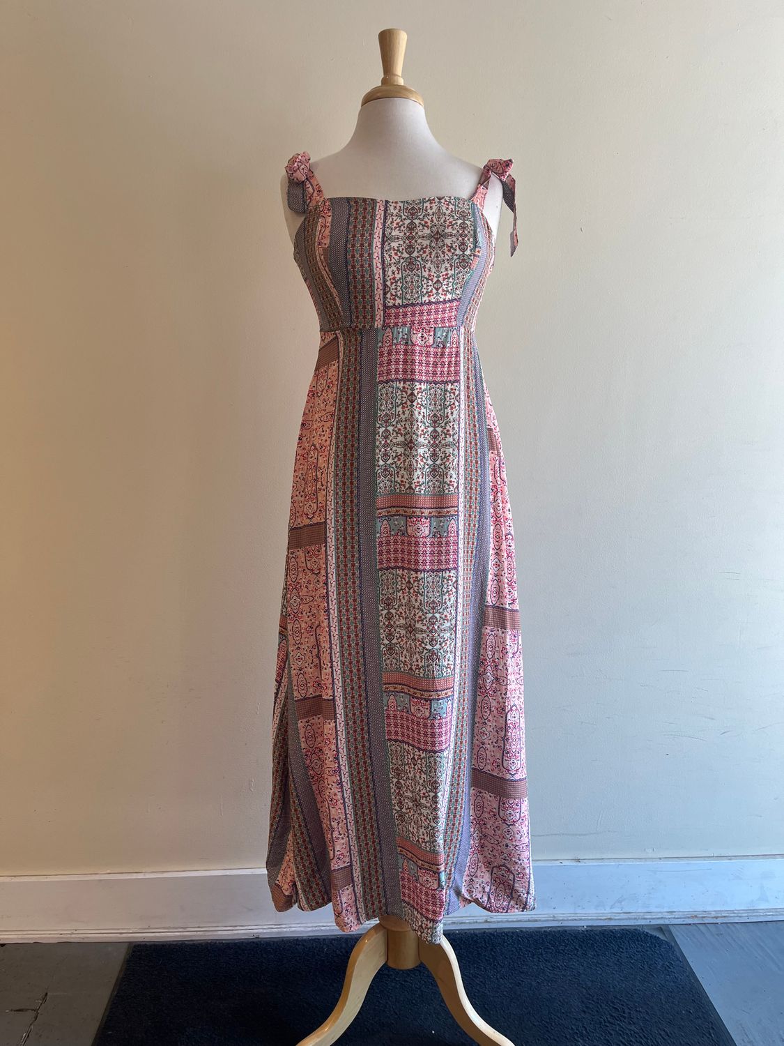 Jetta Patchwork Tie Midi Dress, Size: Small