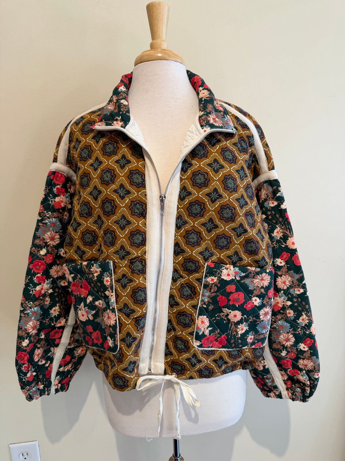 Jessie Patchwork Quilted Bomber Jacket