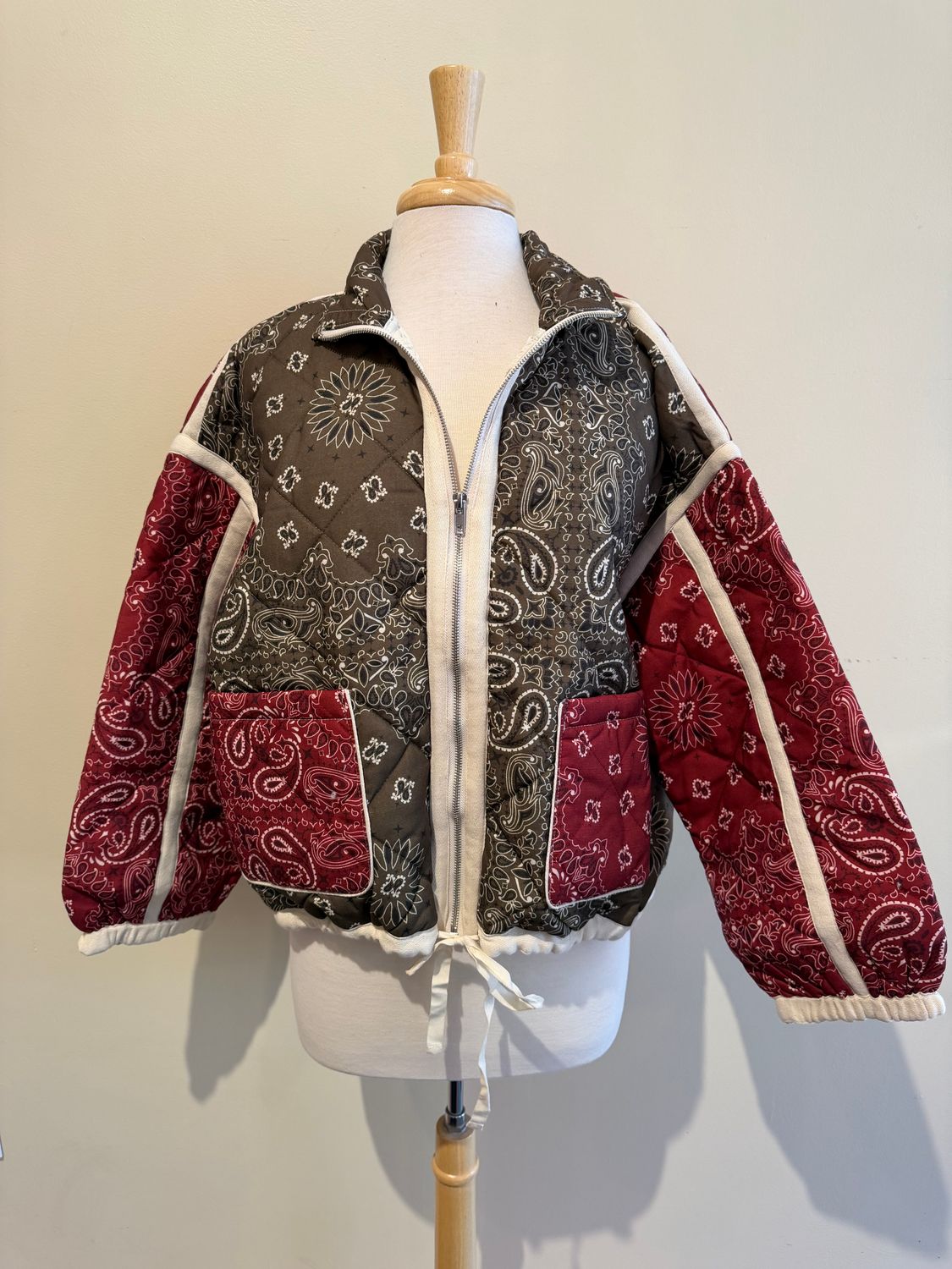 Carmen Patchwork Bandana Quilted Bomber Jacket