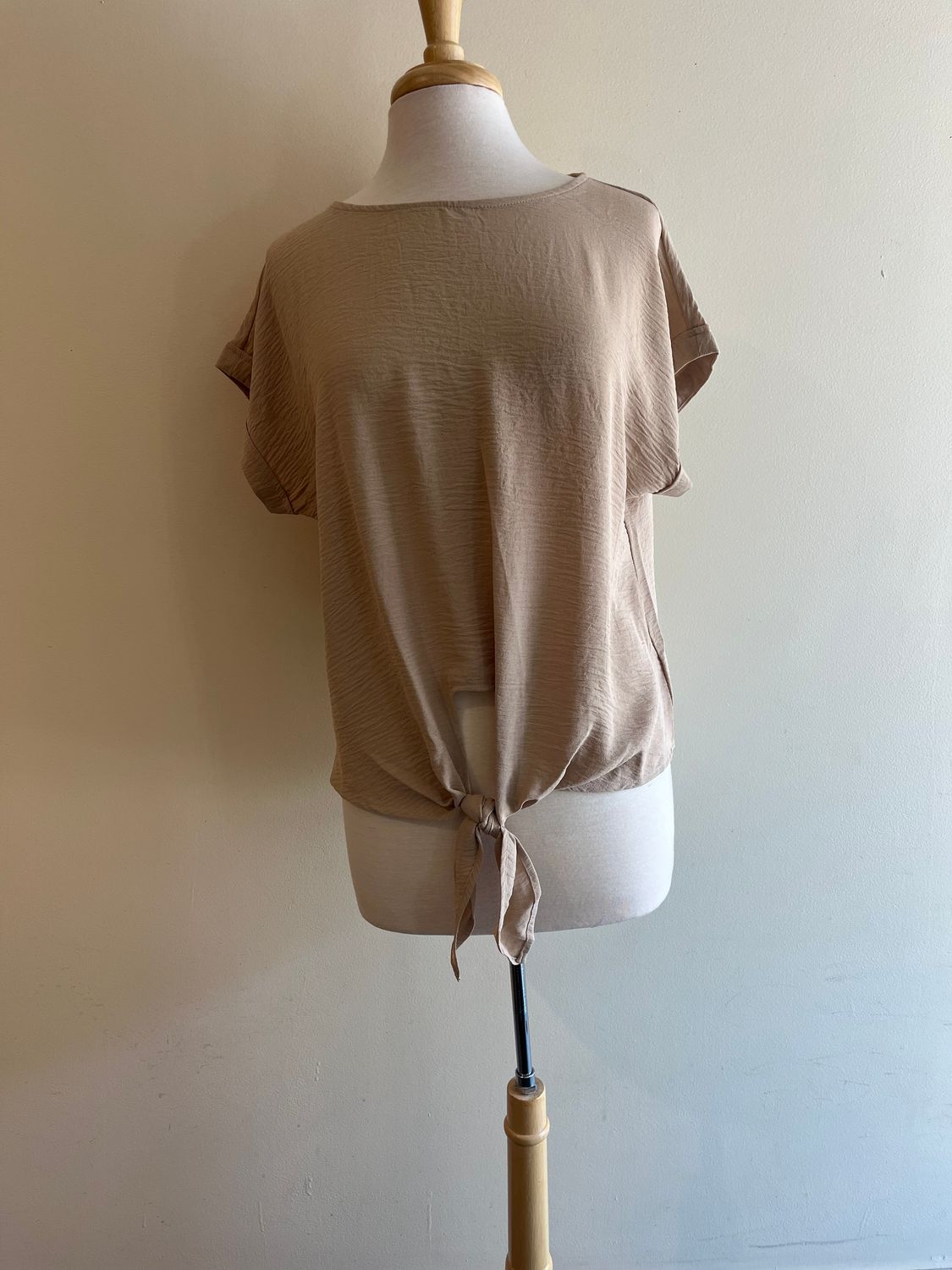 Julie Tie Front Rolled Sleeve Top Extra Large