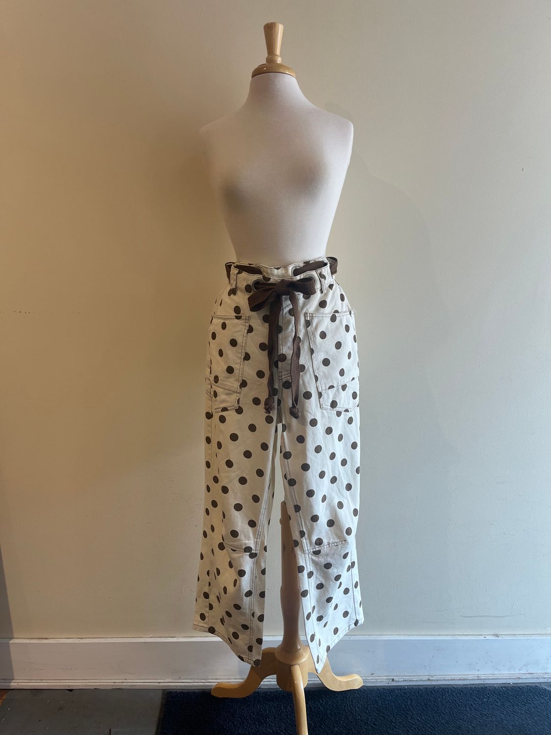 Pearl Polka Dot Tie Barrel Pants