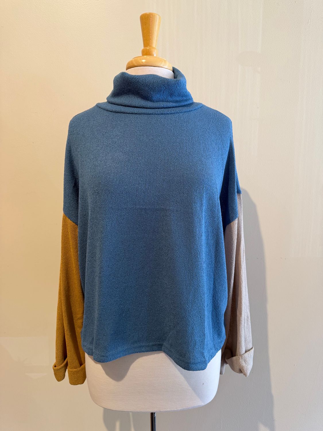 Micah Mock Neck Colorblock LS