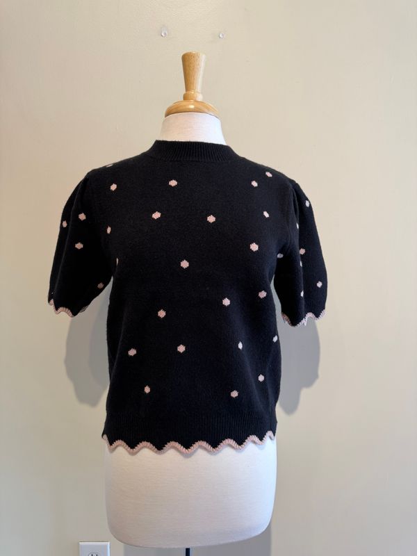 Knox Black Polka Dot Scallop Top