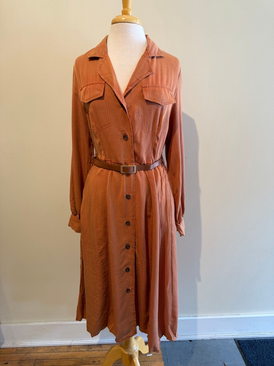 Clover LS Button Midi Dress