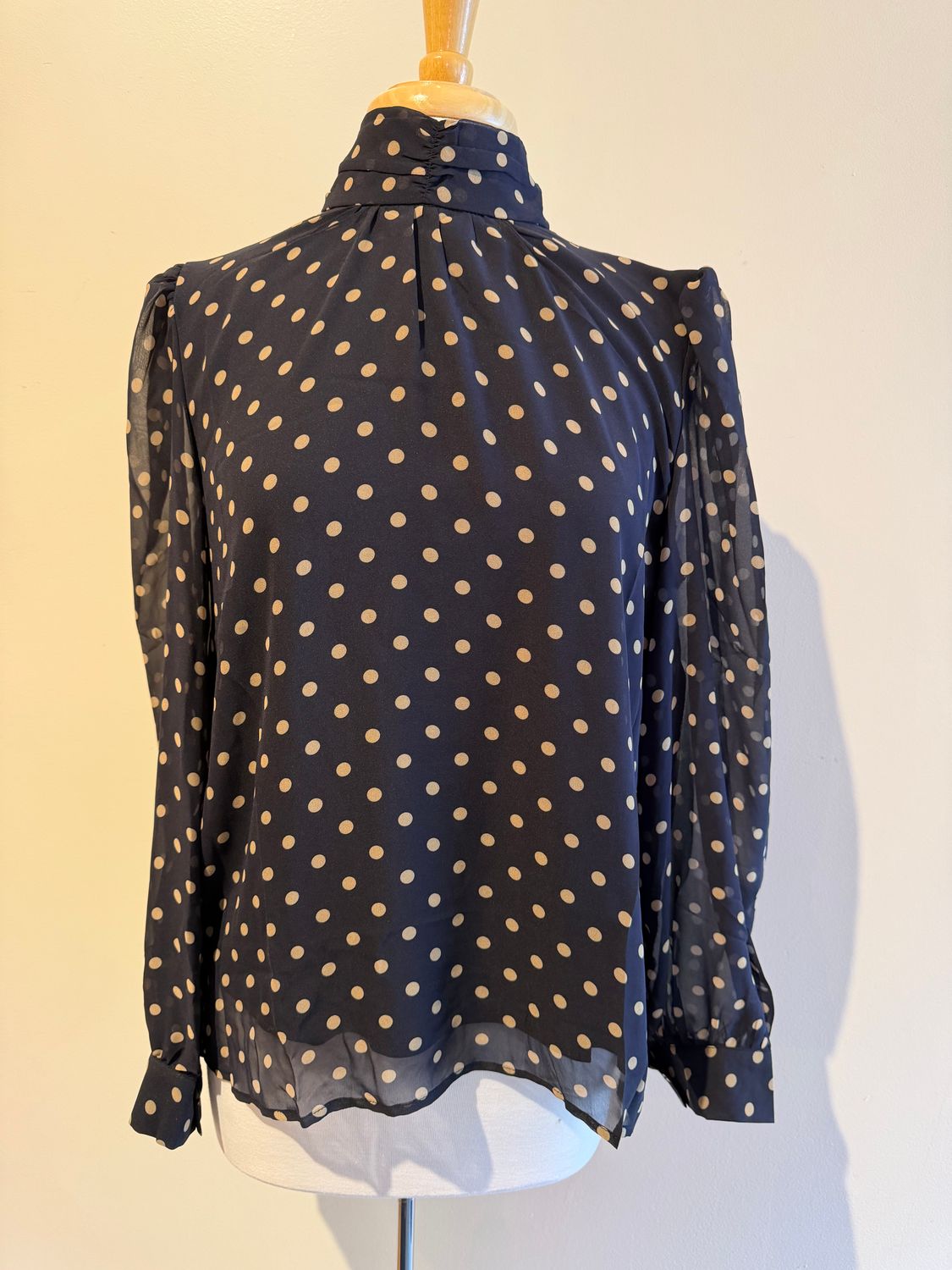Jolie Navy Polka Dot LS