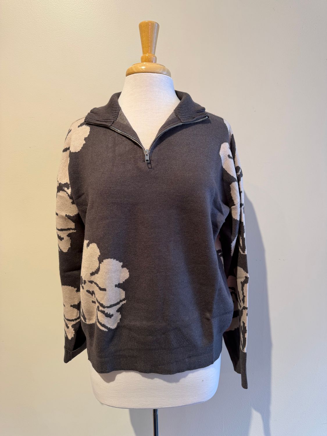 Lark Half Zip Floral LS