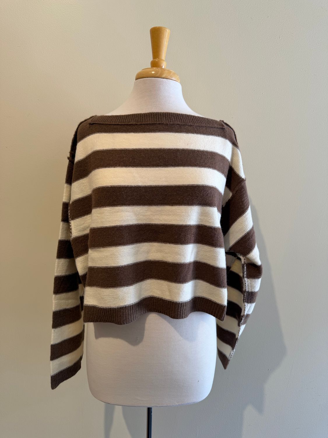 Mirabel Stipe Exposed Hem Sweater
