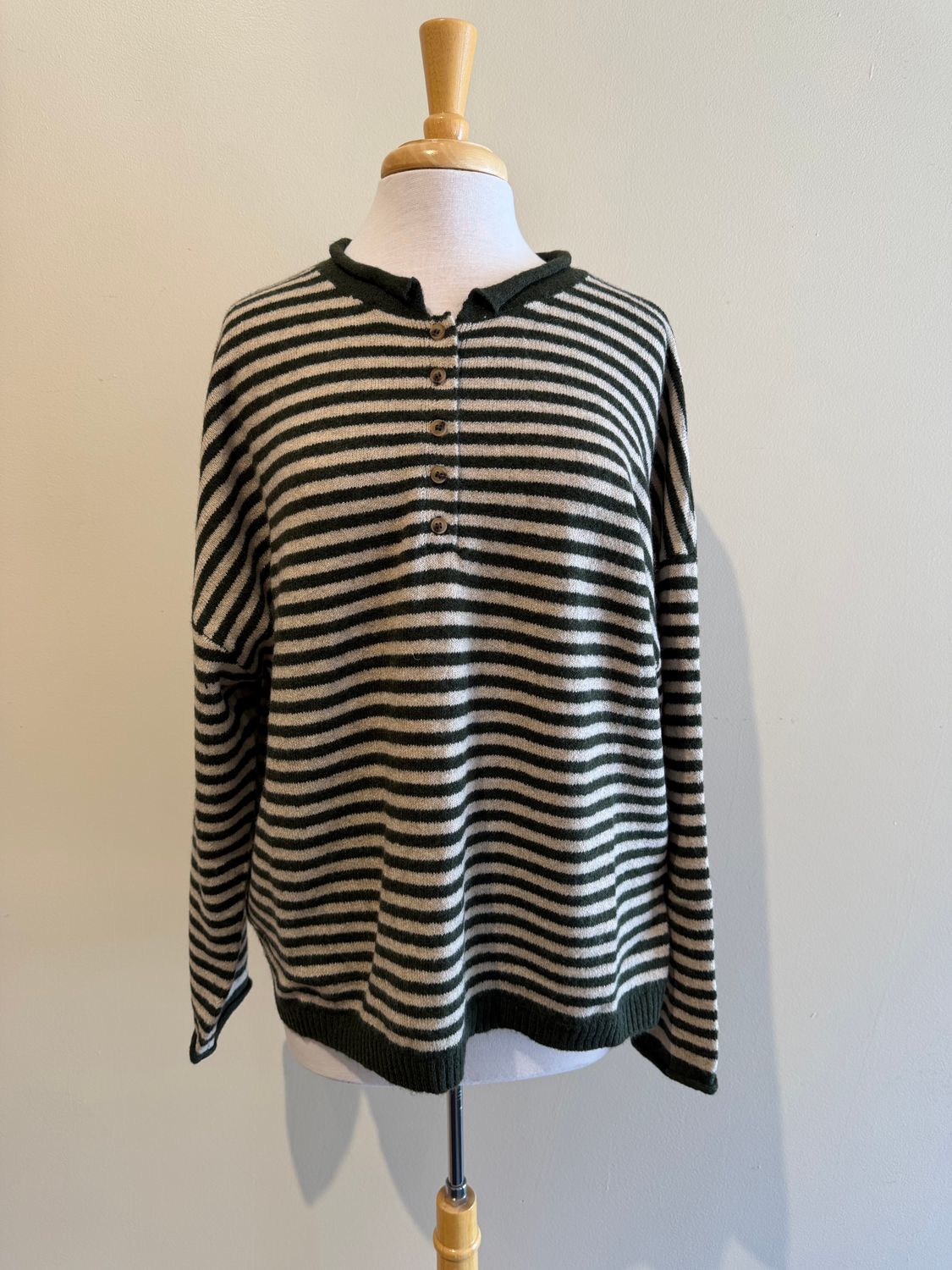 Bridget Button Stripe Henley LS