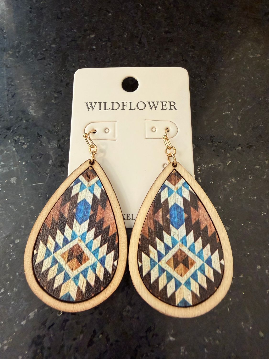 Wood Aztec Earrings