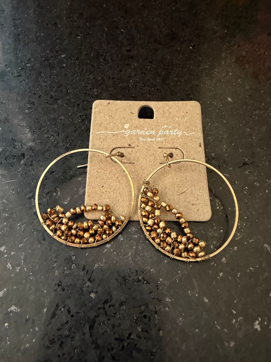 Gold Beaded Circle Earrings