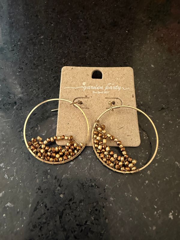 Gold Beaded Circle Earrings