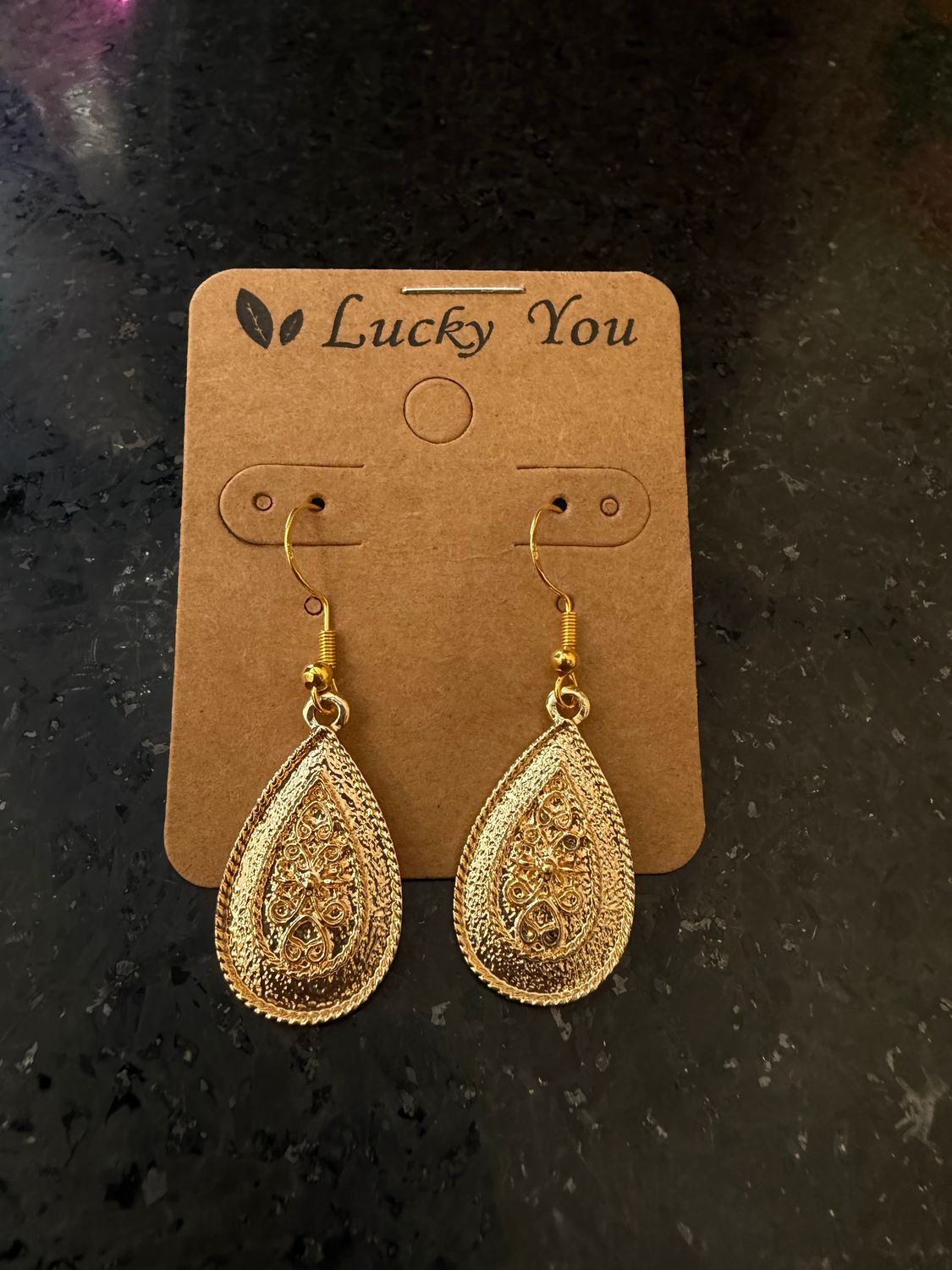 Gold Teardrop Design Earrings