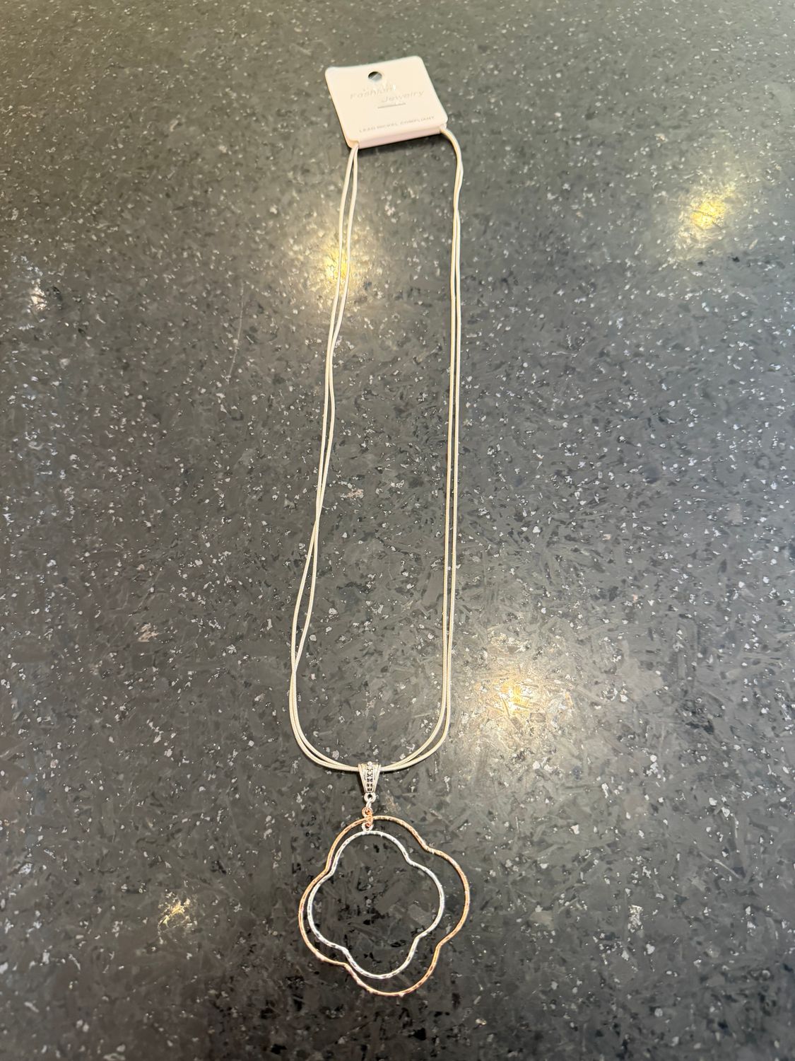 Silver Chain Rose Gold Silver Pendant Necklace