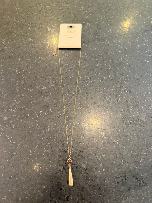 Gold Necklace Ruby Stone Pendant