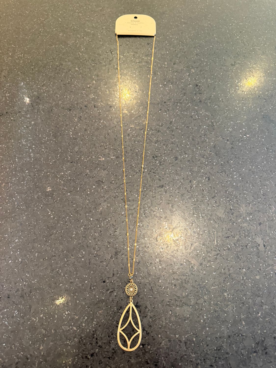 Long Gold Pendant Circle Necklace