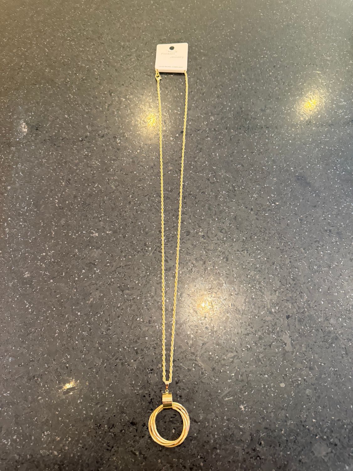 Long Gold Multi Circle Necklace