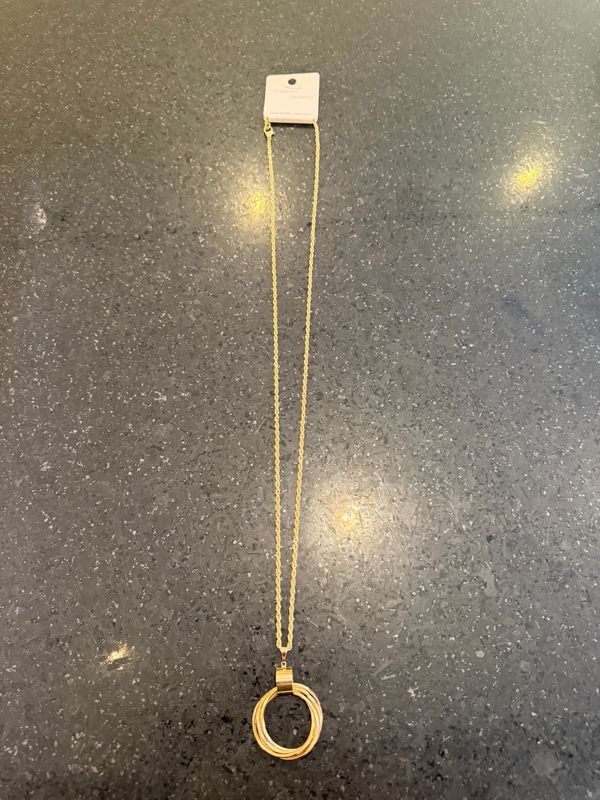 Long Gold Multi Circle Necklace