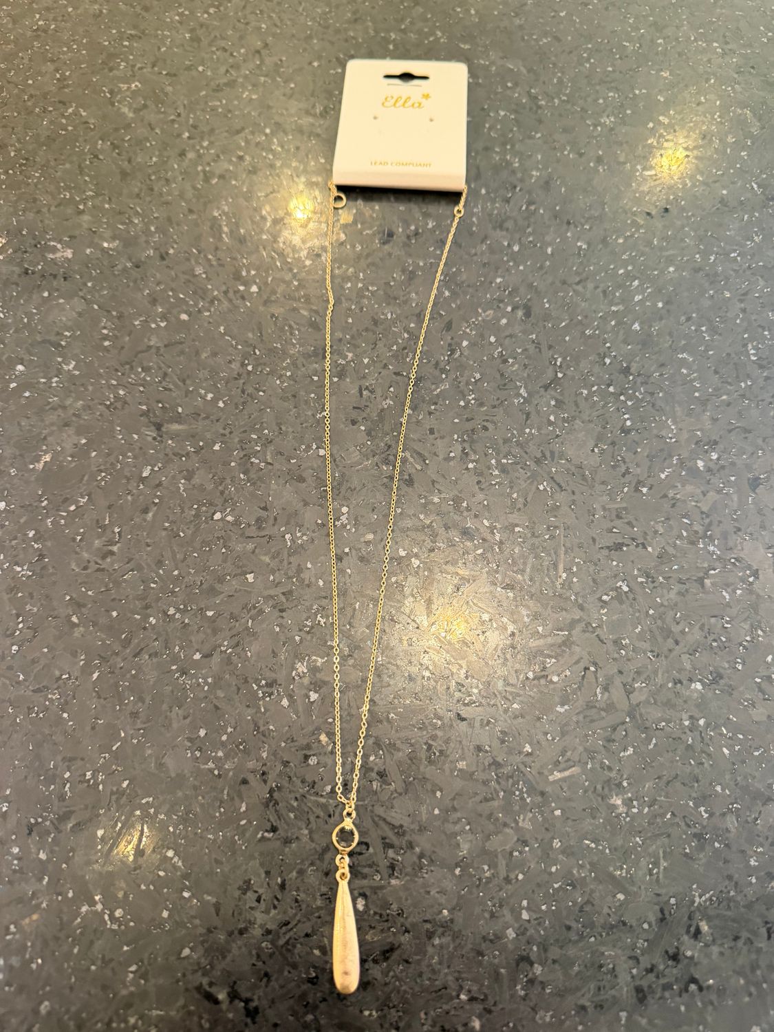 Gold Necklace Clear Stone Pendant