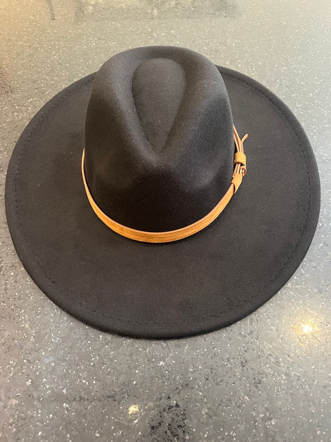 Wide Brim Panama Fedora Hat, Color: Black
