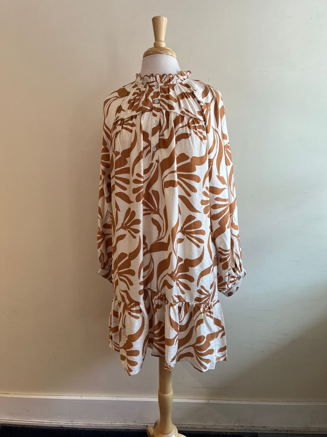 Collins Printed Buttons LS Dress, Size: Small