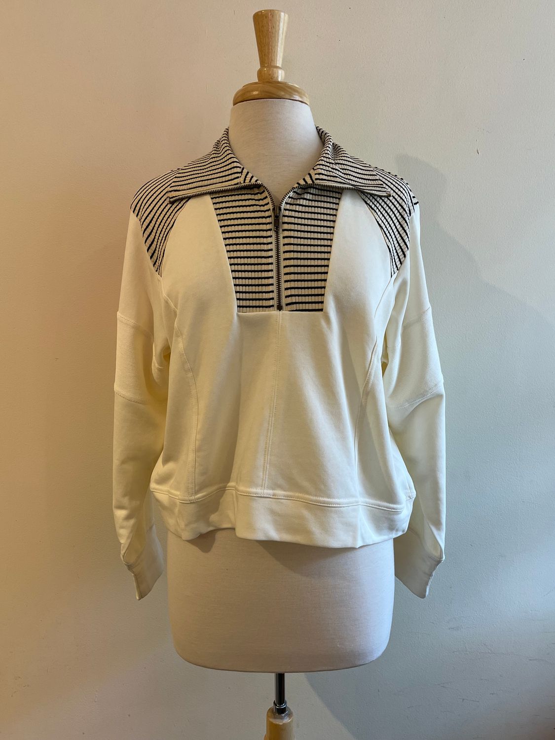 Bree Textured Stripe Half Zip LS, Size: Small