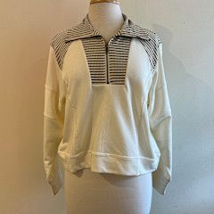 Bree Textured Stripe Half Zip LS