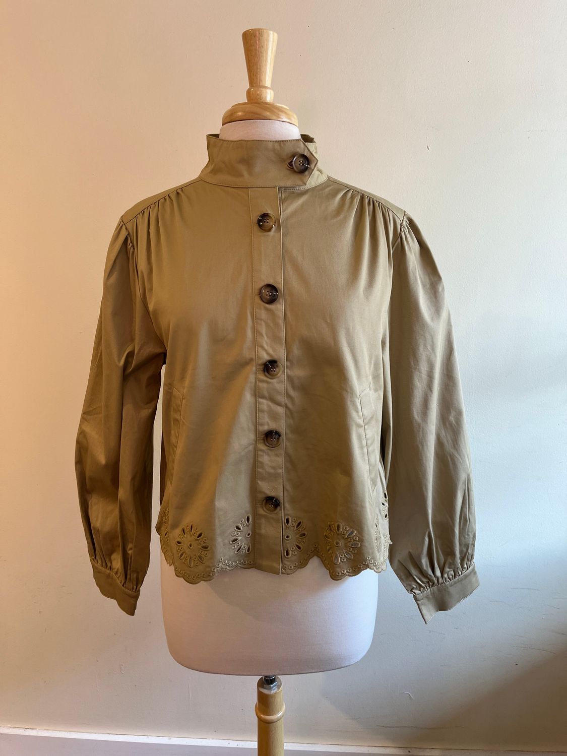 Willa Khaki Button Utility Jacket, Size: Small