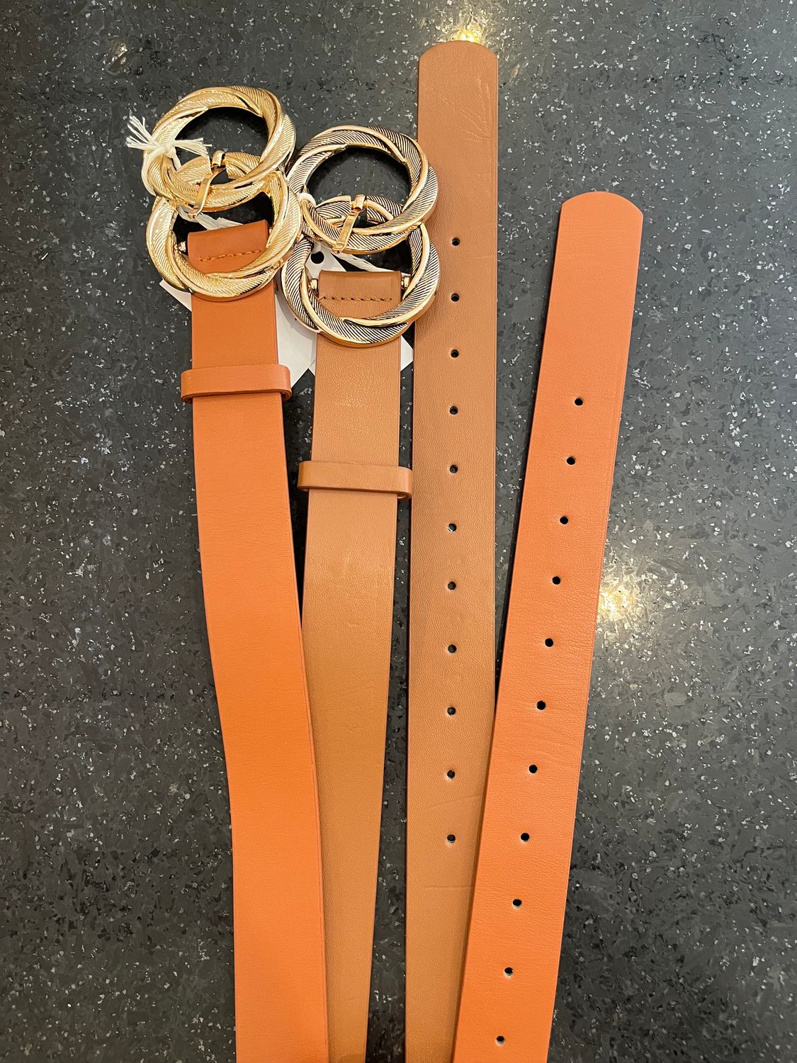 Metal Twist Buckle Leather Belt, Color: Gold Ox Brown