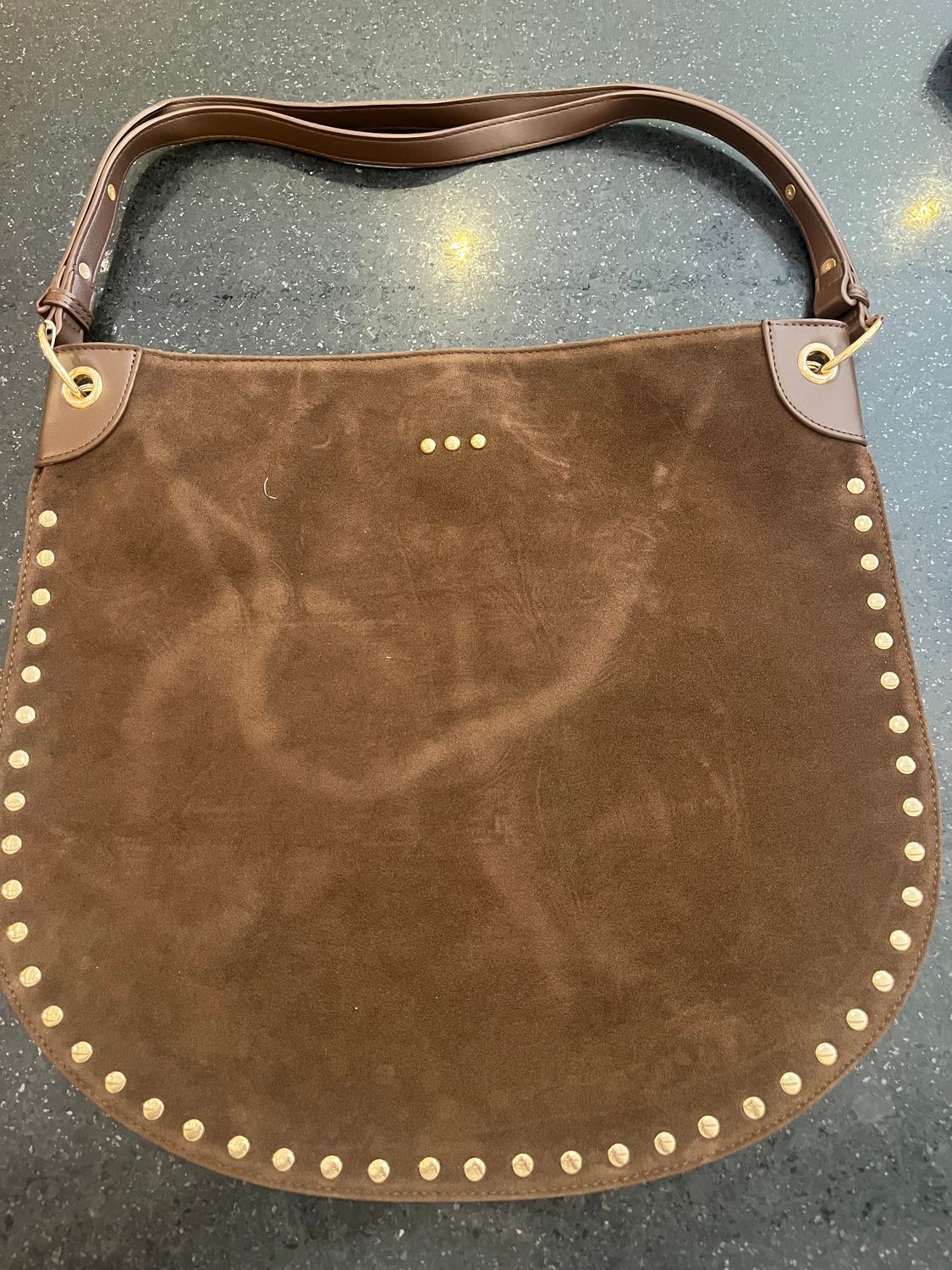 Rosalie Rivet Suede Hobo Bag, Color: Chocolate