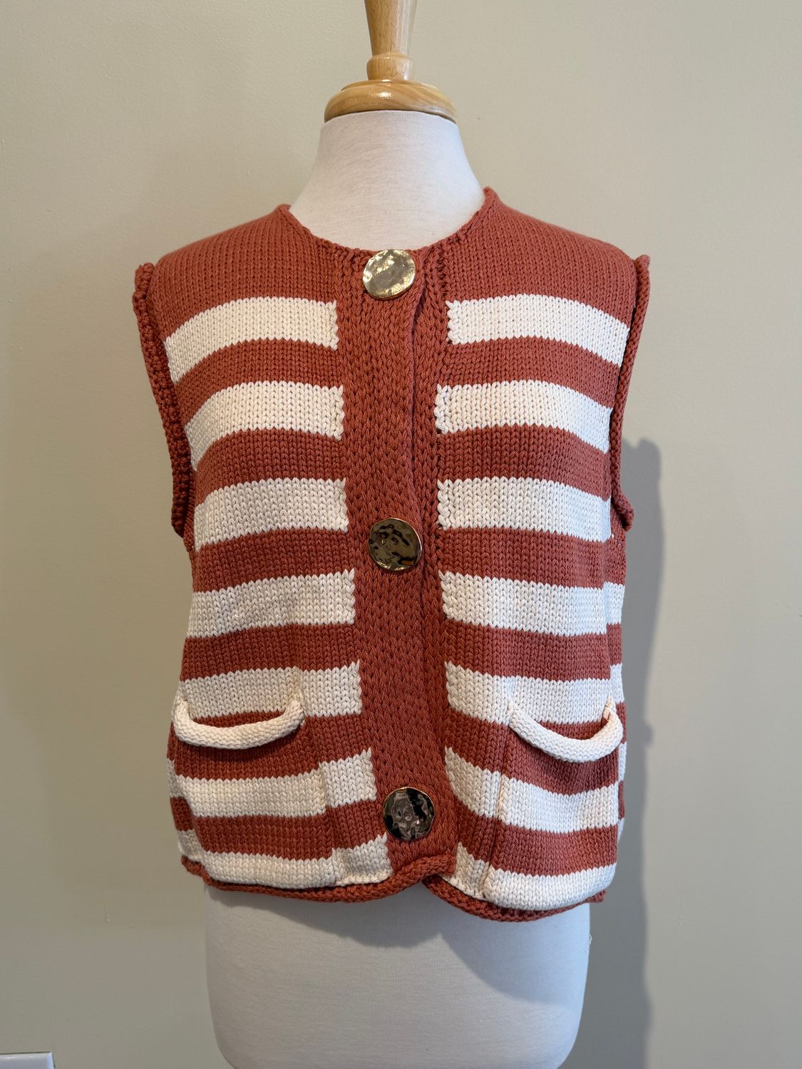 Esme Stripe Button Sweater Vest