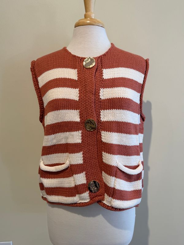 Esme Stripe Button Sweater Vest