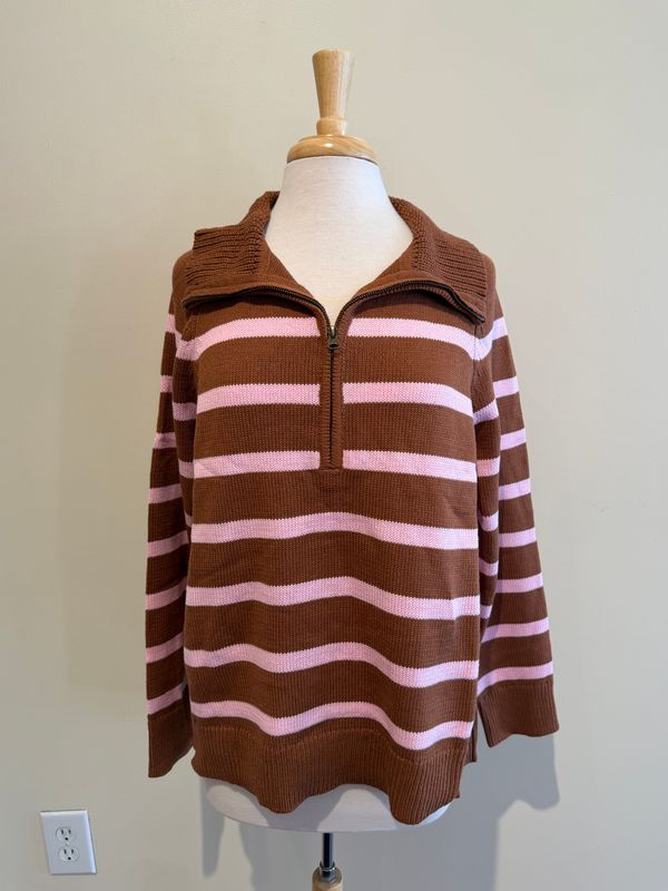 Ines Stripe LS 1/2 Zip Sweater