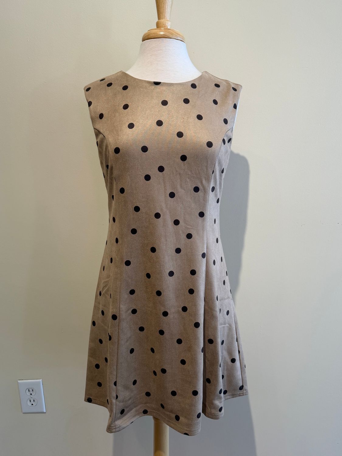 Andie Taupe Polka Dot Faux Suede Dress