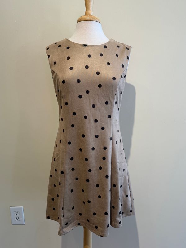 Andie Taupe Polka Dot Faux Suede Dress